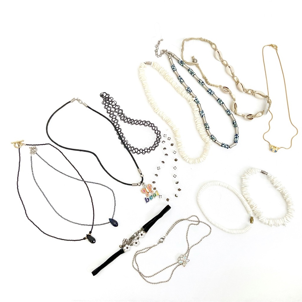 Vintage Y2K Necklace Bracelet Choker Shell Butterfly Bundle Lot
